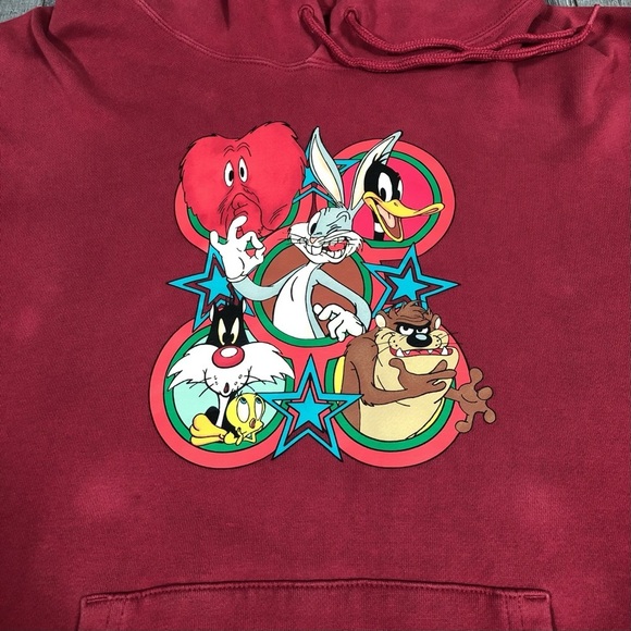 UNIQLO x LOONEY TUNES WB Long Sleeve Sweat Pullover Red Hoodie‎ Size XL - Picture 7 of 10